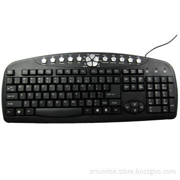 Wired Multimedia Keyboard with USB, PS/2 Port, Waterproof Design
